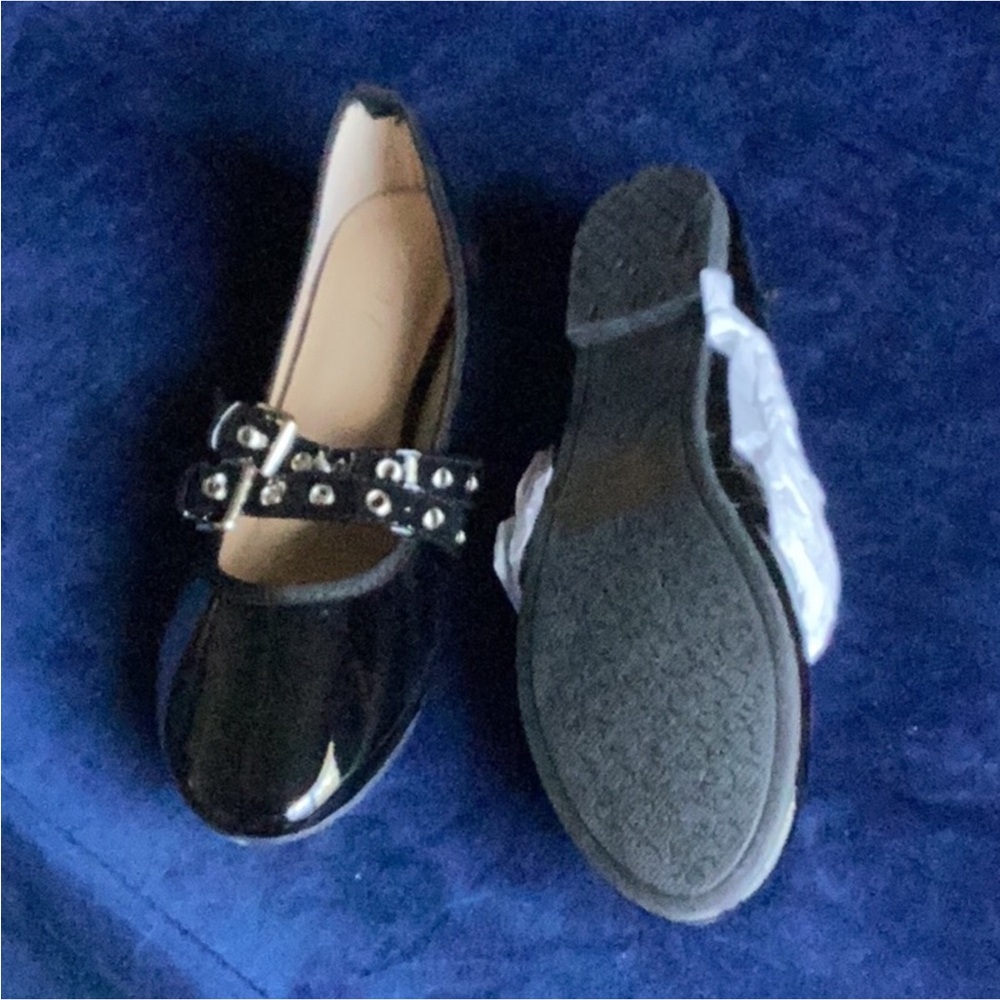 Black Patent Shoes with Buckle Detail NEW